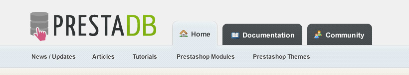 PrestaDB header tabs design
